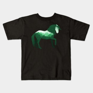 Dramabite Wild Horse Mustang Equine Double Exposure Wildlife Animal Kids T-Shirt